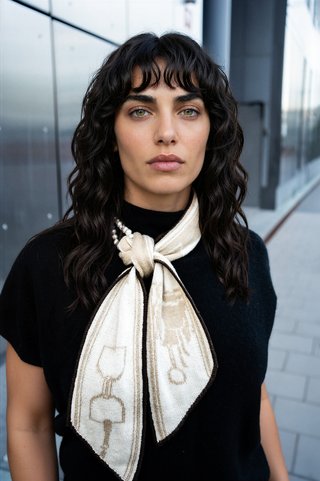 Scarf knitted from Grivette Design's knitting pattern no 012